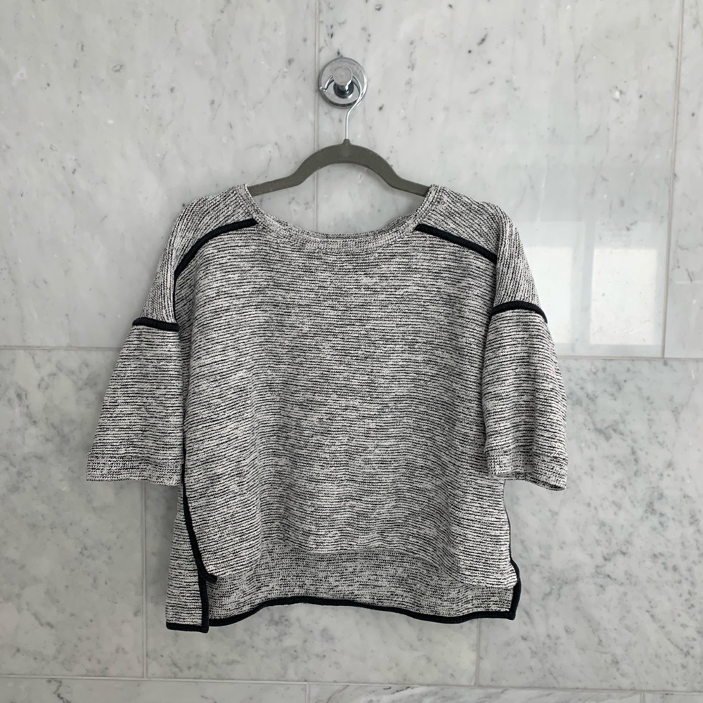 Madewell Semi Cropped 3/4 Sleeve Sweater M Grey